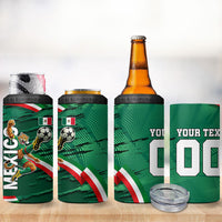 Personalized Mexico Football 4 in 1 Can Cooler Tumbler Jaguar Mascot Artistic Brush Stroke Texture