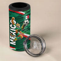 Personalized Mexico Football 4 in 1 Can Cooler Tumbler Jaguar Mascot Artistic Brush Stroke Texture