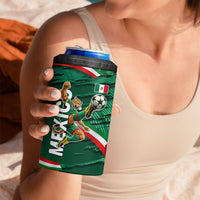 Personalized Mexico Football 4 in 1 Can Cooler Tumbler Jaguar Mascot Artistic Brush Stroke Texture