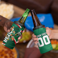 Personalized Mexico Football 4 in 1 Can Cooler Tumbler Jaguar Mascot Artistic Brush Stroke Texture