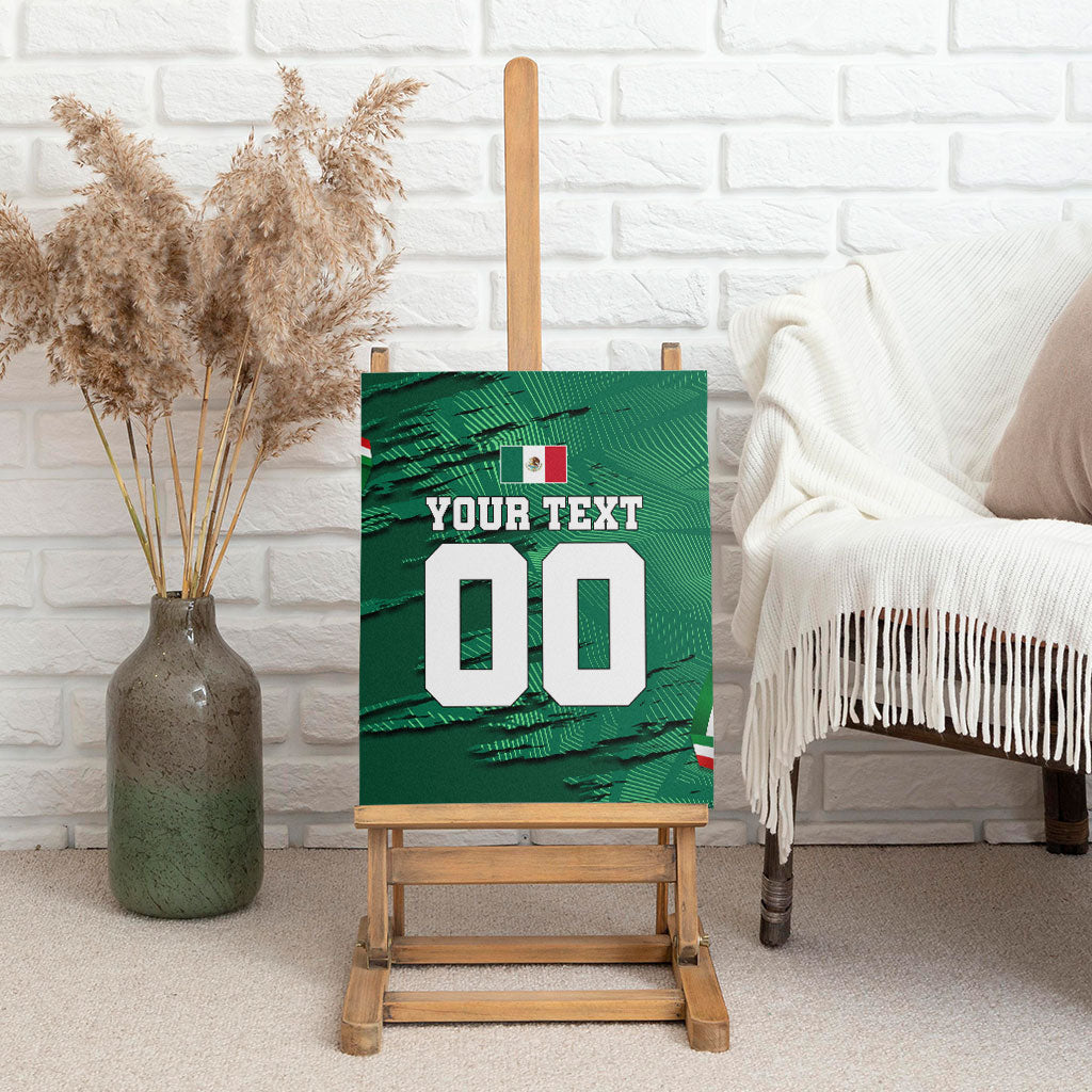 Personalized Mexico Football Canvas Wall Art Jaguar Mascot Artistic Brush Stroke Texture