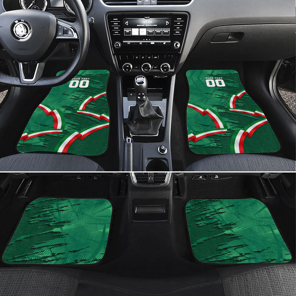 Personalized Mexico Football Car Mats Jaguar Mascot Artistic Brush Stroke Texture