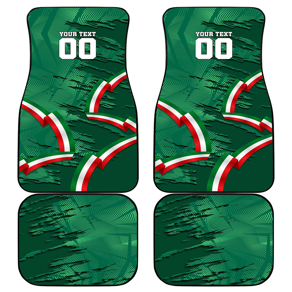 Personalized Mexico Football Car Mats Jaguar Mascot Artistic Brush Stroke Texture