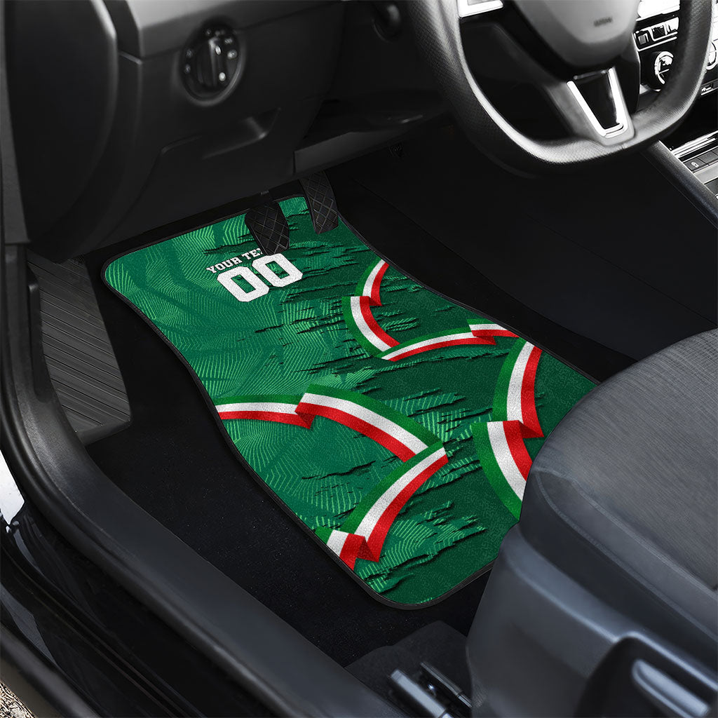 Personalized Mexico Football Car Mats Jaguar Mascot Artistic Brush Stroke Texture