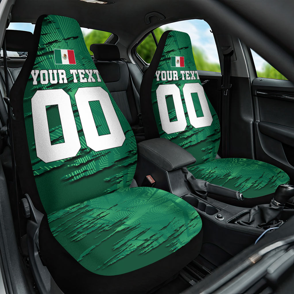Personalized Mexico Football Car Seat Cover Jaguar Mascot Artistic Brush Stroke Texture