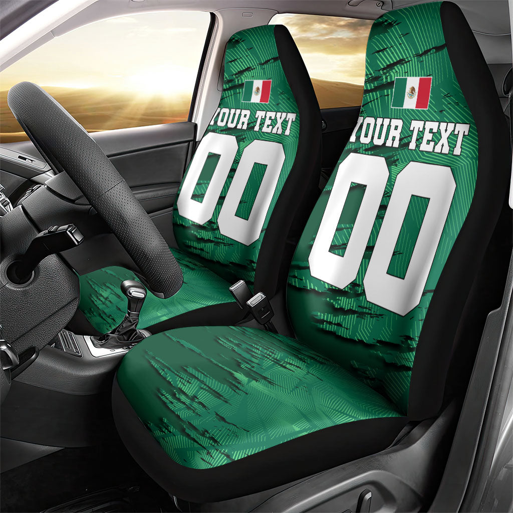 Personalized Mexico Football Car Seat Cover Jaguar Mascot Artistic Brush Stroke Texture