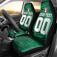Personalized Mexico Football Car Seat Cover Jaguar Mascot Artistic Brush Stroke Texture