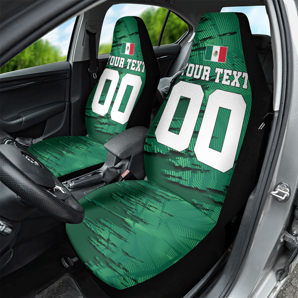 Personalized Mexico Football Car Seat Cover Jaguar Mascot Artistic Brush Stroke Texture