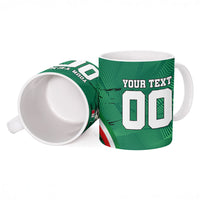 Personalized Mexico Football Ceramic Mug Jaguar Mascot Artistic Brush Stroke Texture