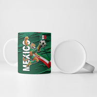 Personalized Mexico Football Ceramic Mug Jaguar Mascot Artistic Brush Stroke Texture