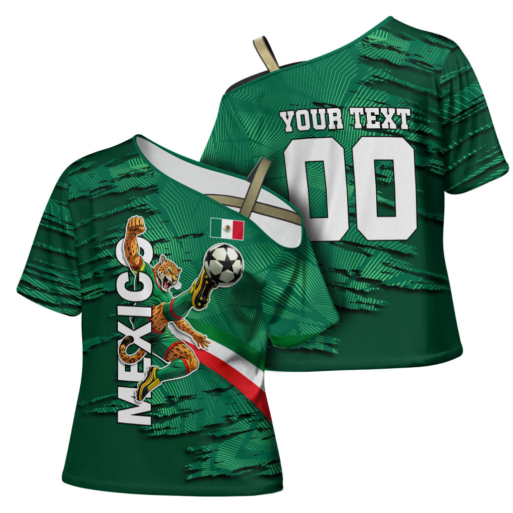 Personalized Mexico Football Cross Shoulder Shirt Jaguar Mascot Artistic Brush Stroke Texture