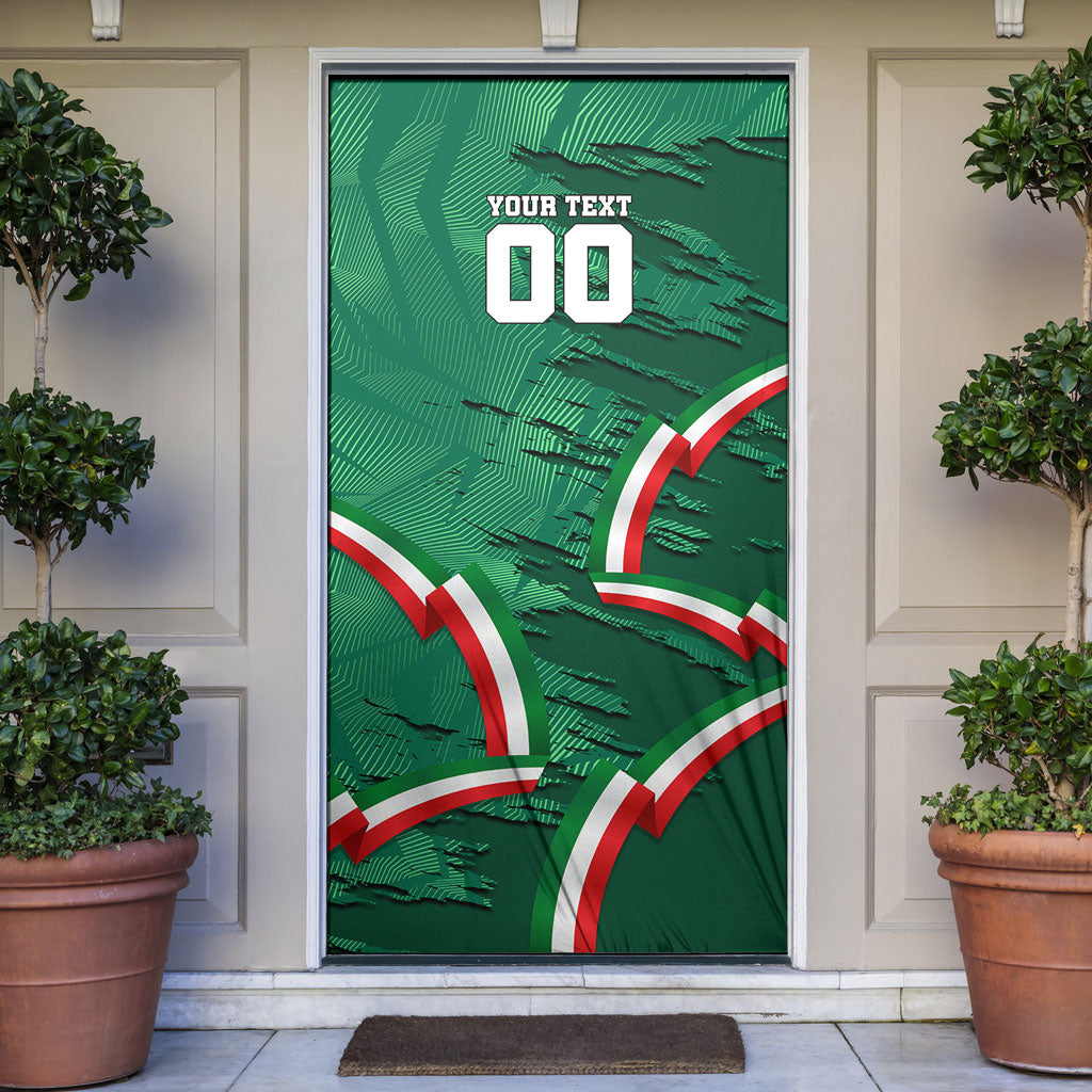 Personalized Mexico Football Door Cover Jaguar Mascot Artistic Brush Stroke Texture