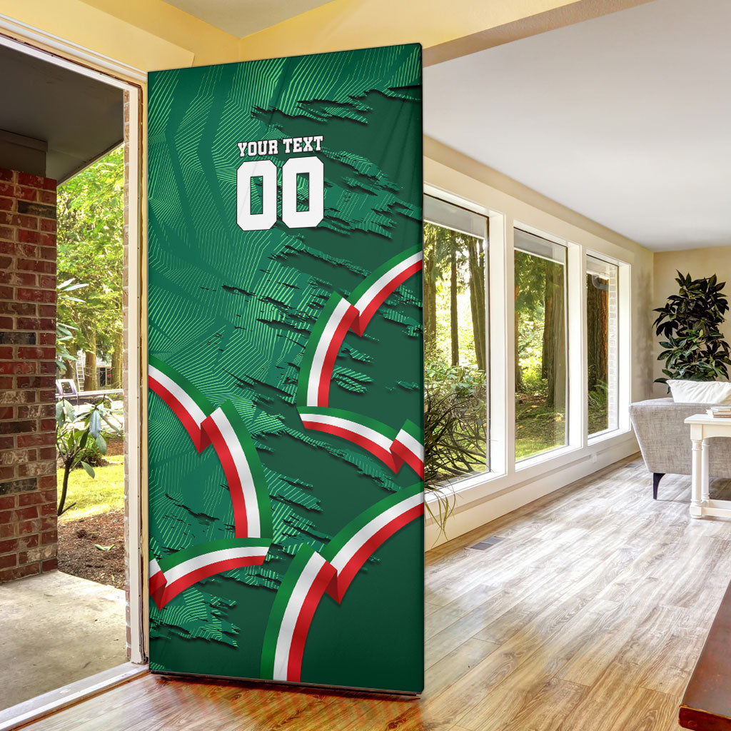 Personalized Mexico Football Door Cover Jaguar Mascot Artistic Brush Stroke Texture