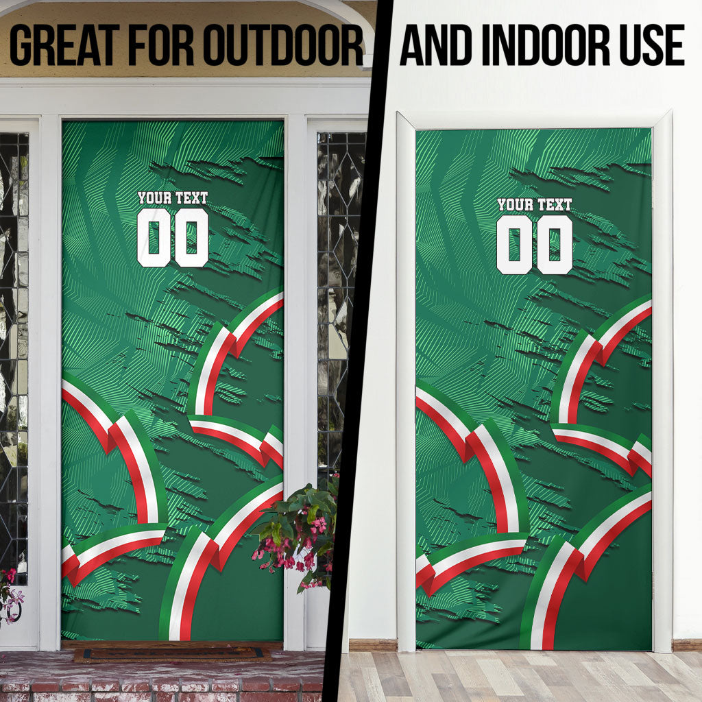 Personalized Mexico Football Door Cover Jaguar Mascot Artistic Brush Stroke Texture