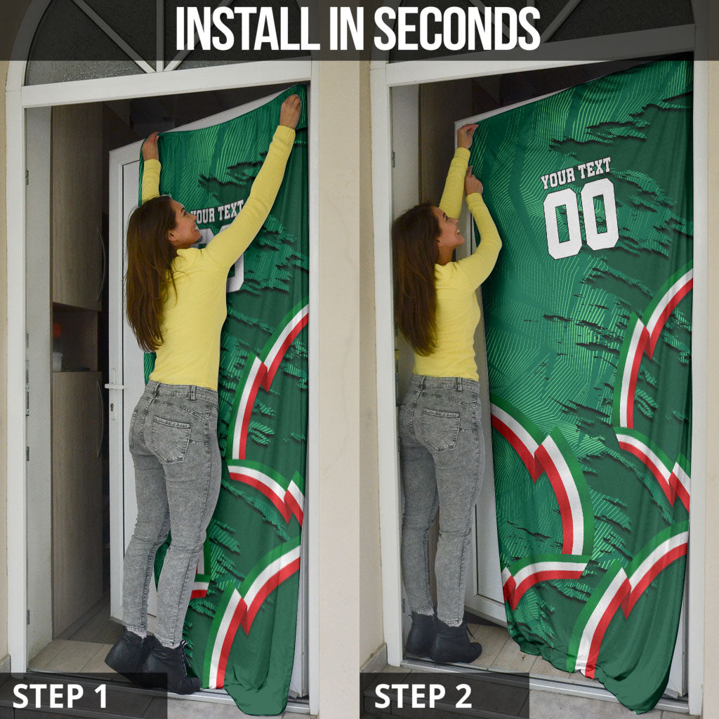 Personalized Mexico Football Door Cover Jaguar Mascot Artistic Brush Stroke Texture