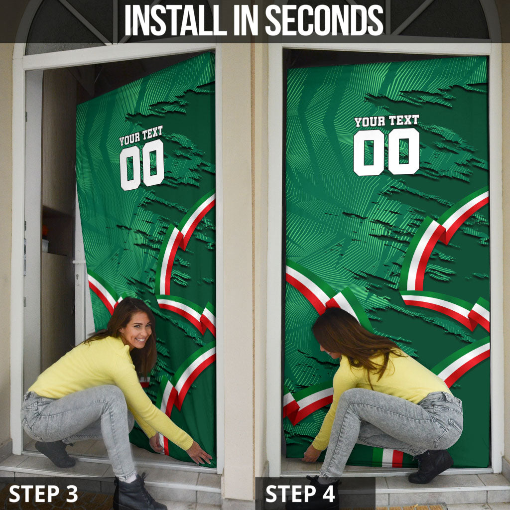 Personalized Mexico Football Door Cover Jaguar Mascot Artistic Brush Stroke Texture