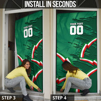 Personalized Mexico Football Door Cover Jaguar Mascot Artistic Brush Stroke Texture