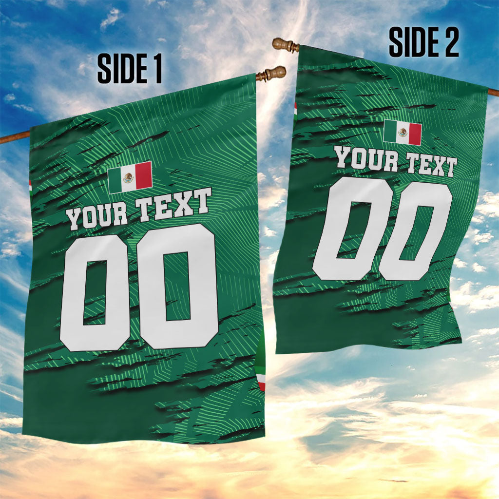 Personalized Mexico Football Garden Flag Jaguar Mascot Artistic Brush Stroke Texture