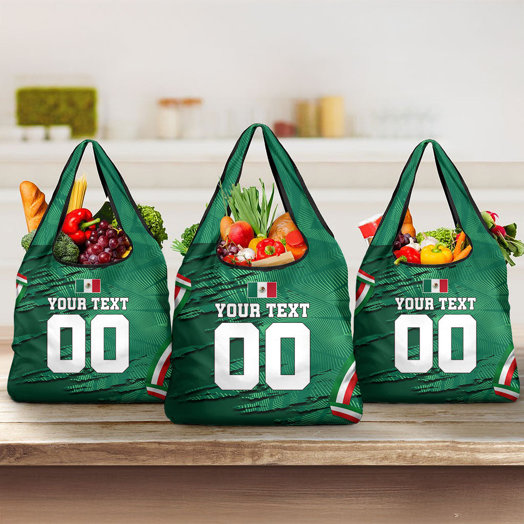 Personalized Mexico Football Grocery Bag Jaguar Mascot Artistic Brush Stroke Texture
