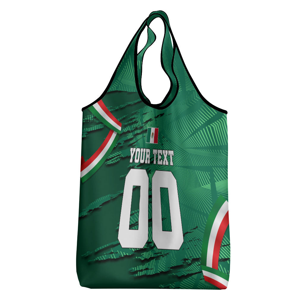 Personalized Mexico Football Grocery Bag Jaguar Mascot Artistic Brush Stroke Texture
