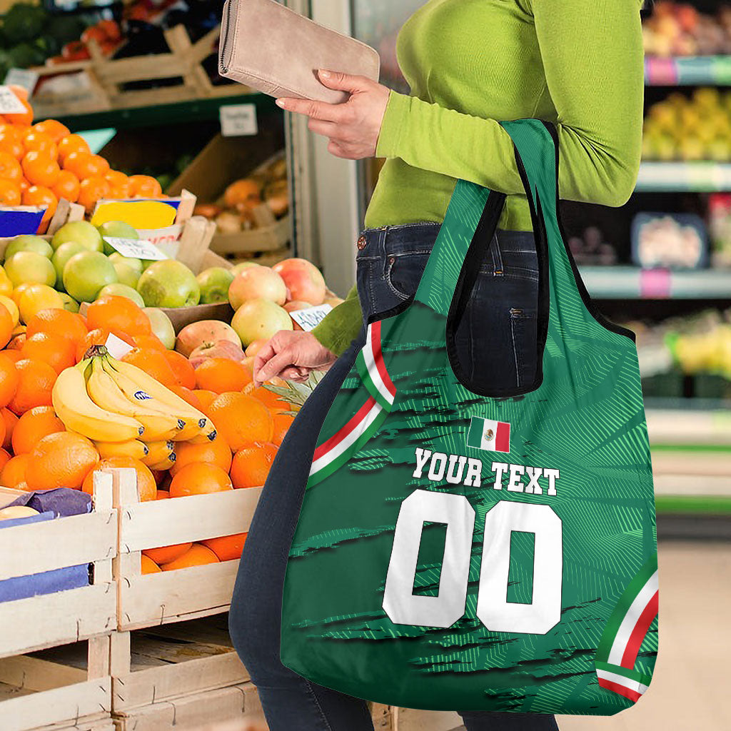 Personalized Mexico Football Grocery Bag Jaguar Mascot Artistic Brush Stroke Texture