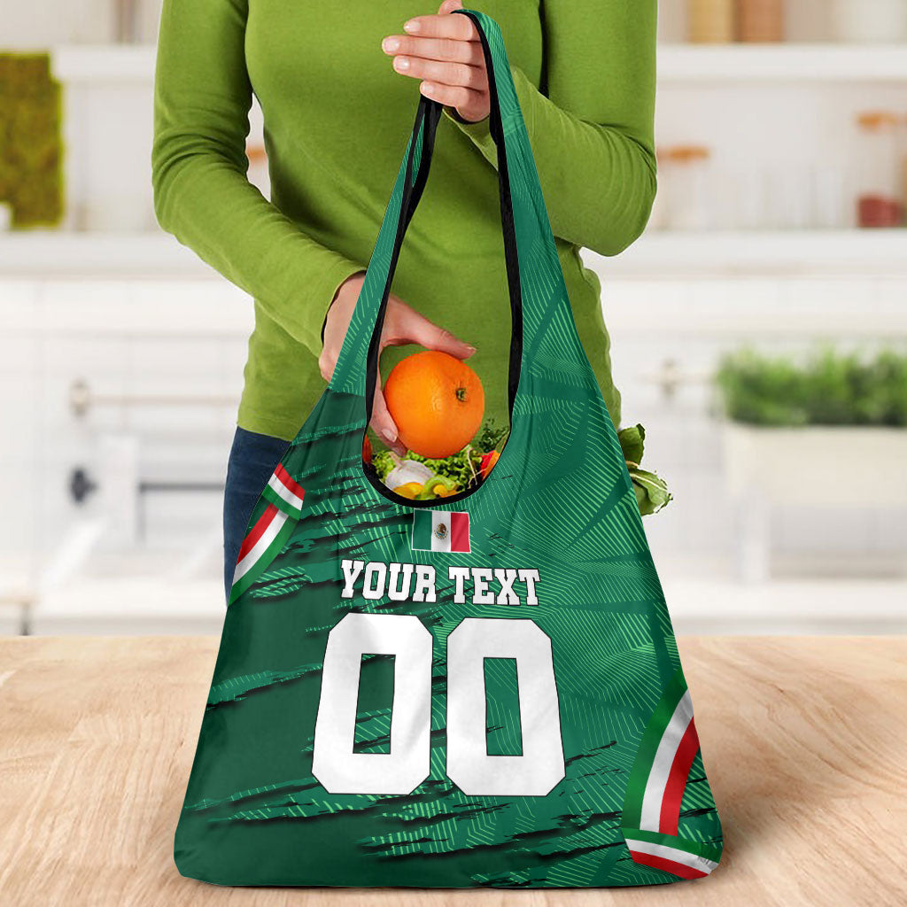 Personalized Mexico Football Grocery Bag Jaguar Mascot Artistic Brush Stroke Texture