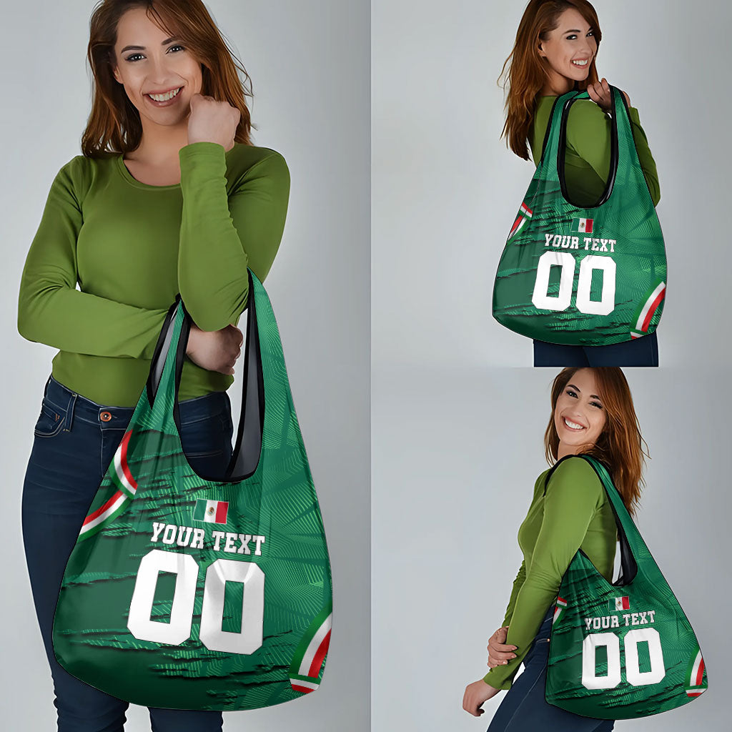 Personalized Mexico Football Grocery Bag Jaguar Mascot Artistic Brush Stroke Texture