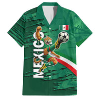 Personalized Mexico Football Hawaiian Shirt Jaguar Mascot Artistic Brush Stroke Texture