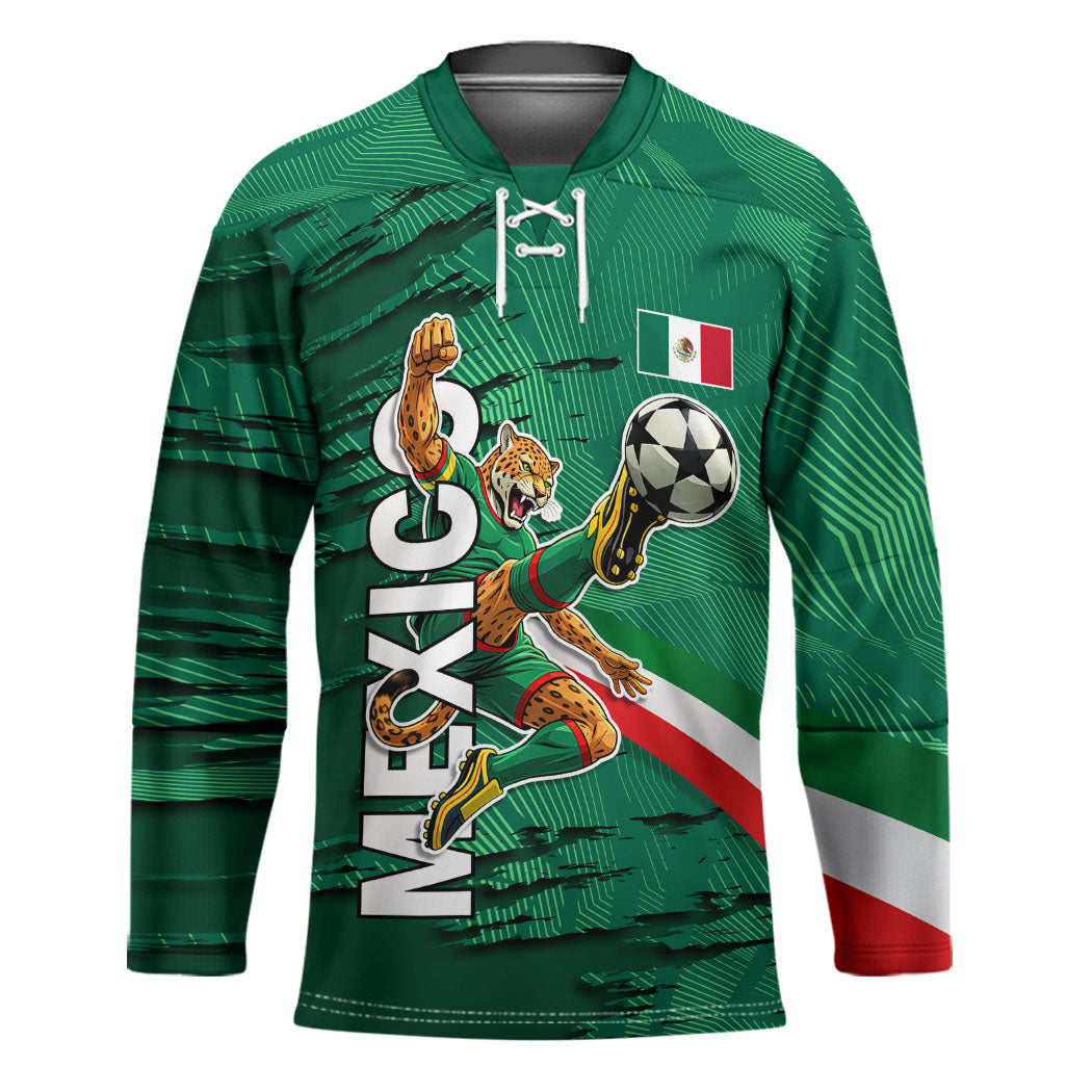 Personalized Mexico Football Hockey Jersey Jaguar Mascot Artistic Brush Stroke Texture