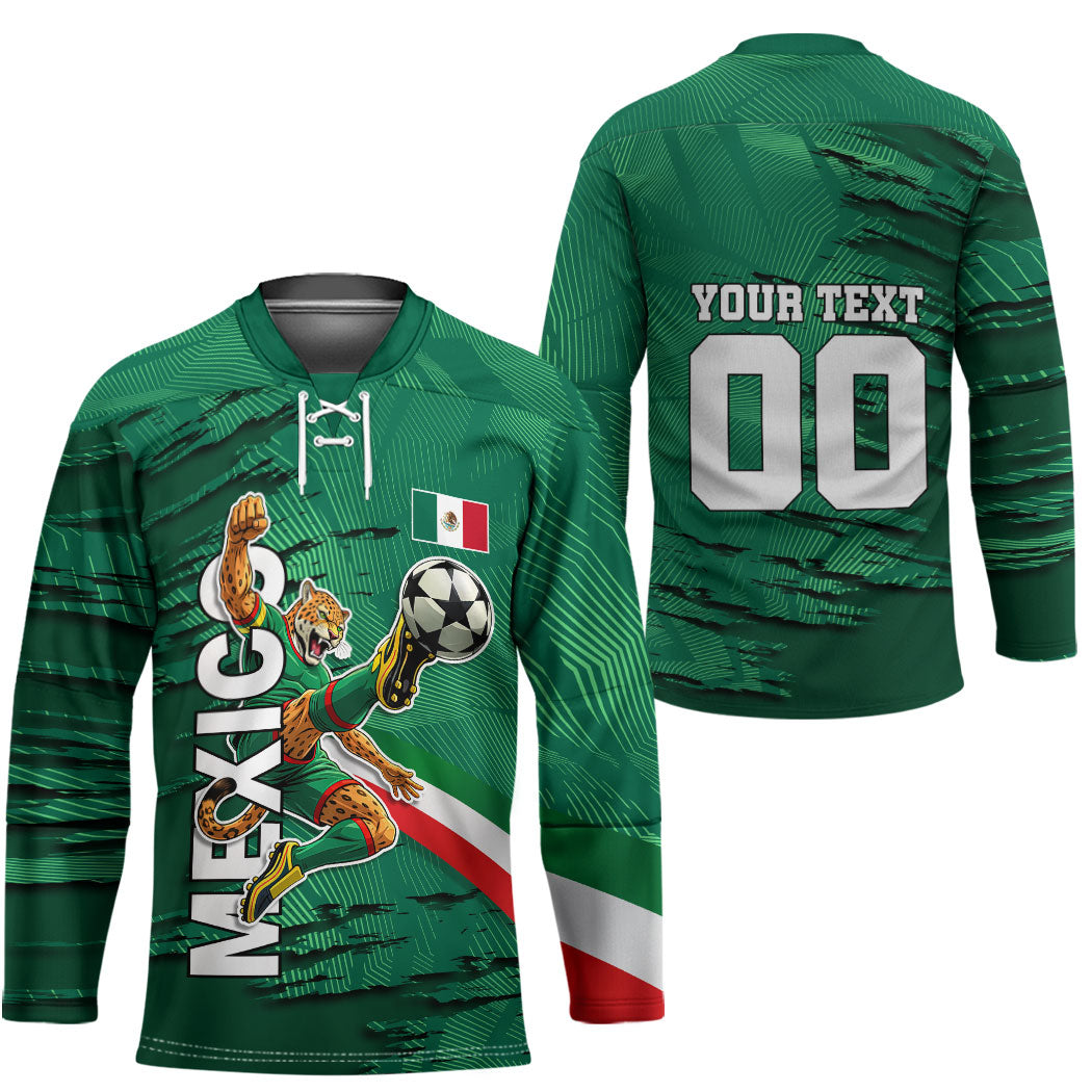 Personalized Mexico Football Hockey Jersey Jaguar Mascot Artistic Brush Stroke Texture