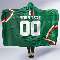 Personalized Mexico Football Hooded Blanket Jaguar Mascot Artistic Brush Stroke Texture