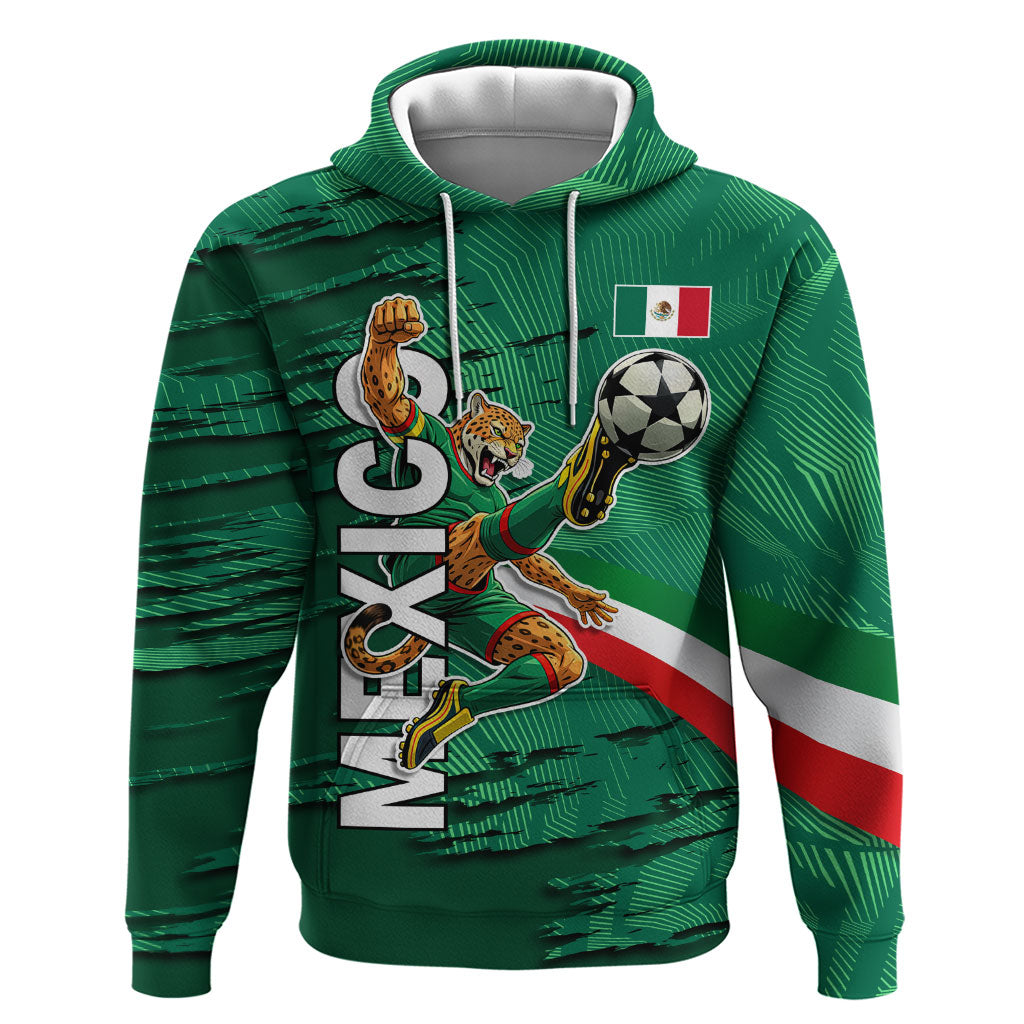 Personalized Mexico Football Hoodie Jaguar Mascot Artistic Brush Stroke Texture