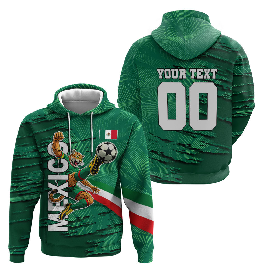 Personalized Mexico Football Hoodie Jaguar Mascot Artistic Brush Stroke Texture