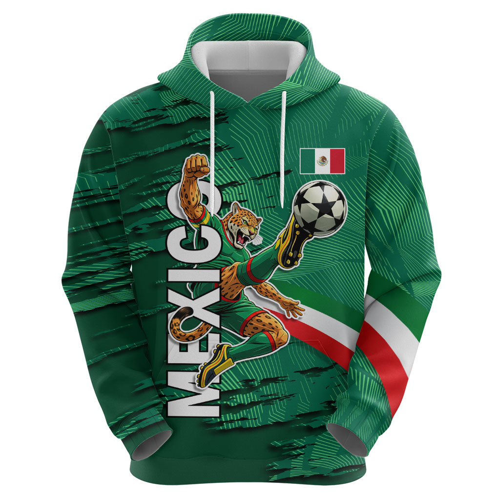 Personalized Mexico Football Hoodie Jaguar Mascot Artistic Brush Stroke Texture