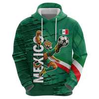Personalized Mexico Football Hoodie Jaguar Mascot Artistic Brush Stroke Texture