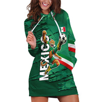Personalized Mexico Football Hoodie Dress Jaguar Mascot Artistic Brush Stroke Texture
