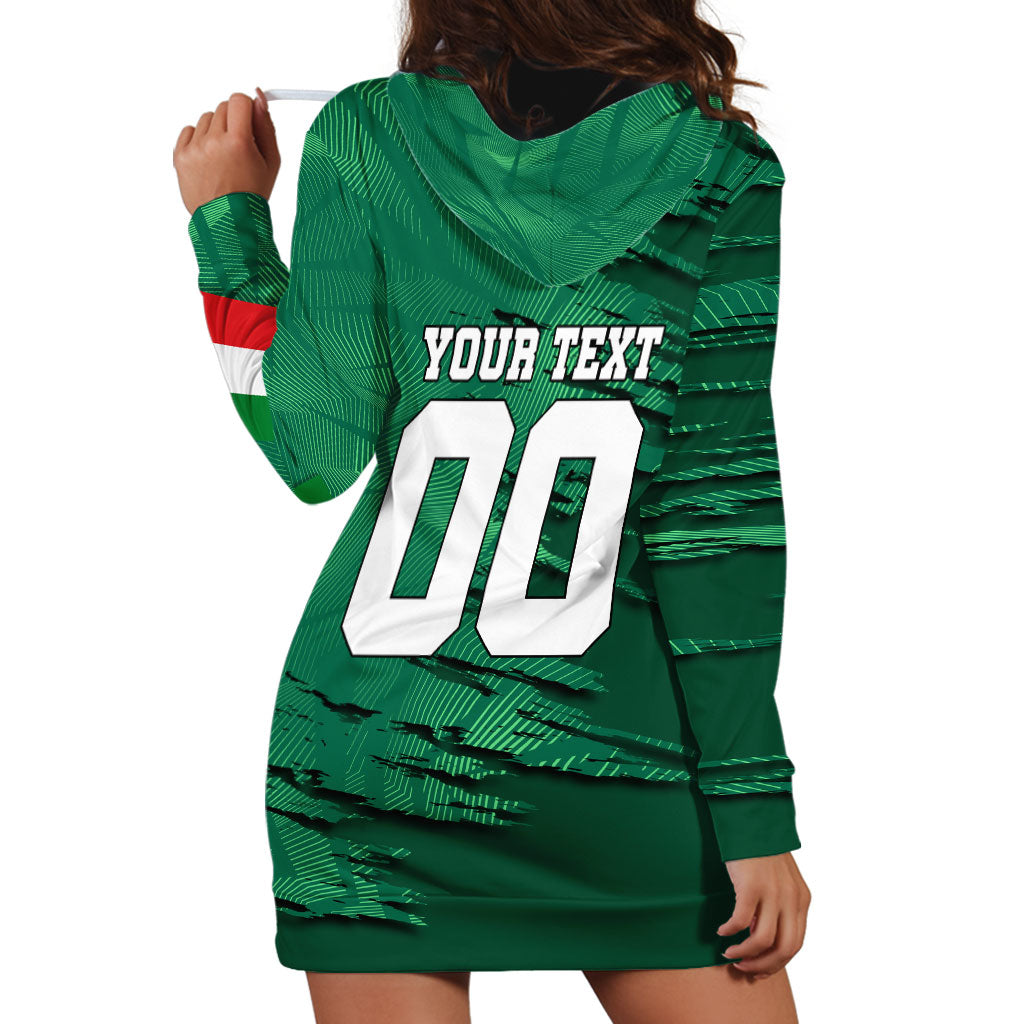 Personalized Mexico Football Hoodie Dress Jaguar Mascot Artistic Brush Stroke Texture