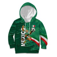 Personalized Mexico Football Kid Hoodie Jaguar Mascot Artistic Brush Stroke Texture