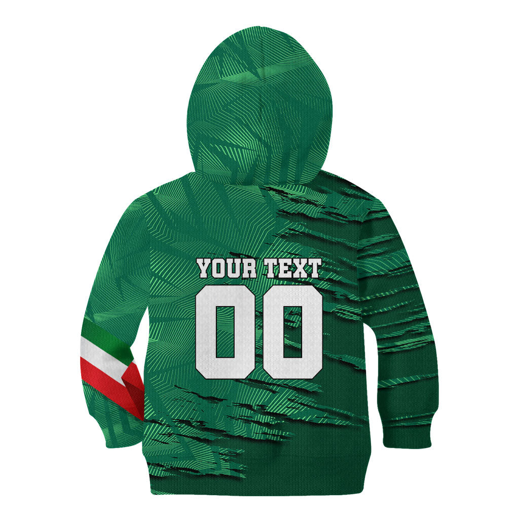 Personalized Mexico Football Kid Hoodie Jaguar Mascot Artistic Brush Stroke Texture