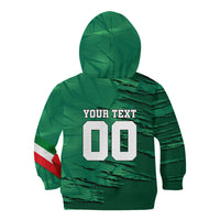 Personalized Mexico Football Kid Hoodie Jaguar Mascot Artistic Brush Stroke Texture