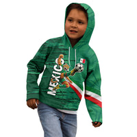 Personalized Mexico Football Kid Hoodie Jaguar Mascot Artistic Brush Stroke Texture