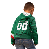 Personalized Mexico Football Kid Hoodie Jaguar Mascot Artistic Brush Stroke Texture