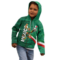 Personalized Mexico Football Kid Hoodie Jaguar Mascot Artistic Brush Stroke Texture