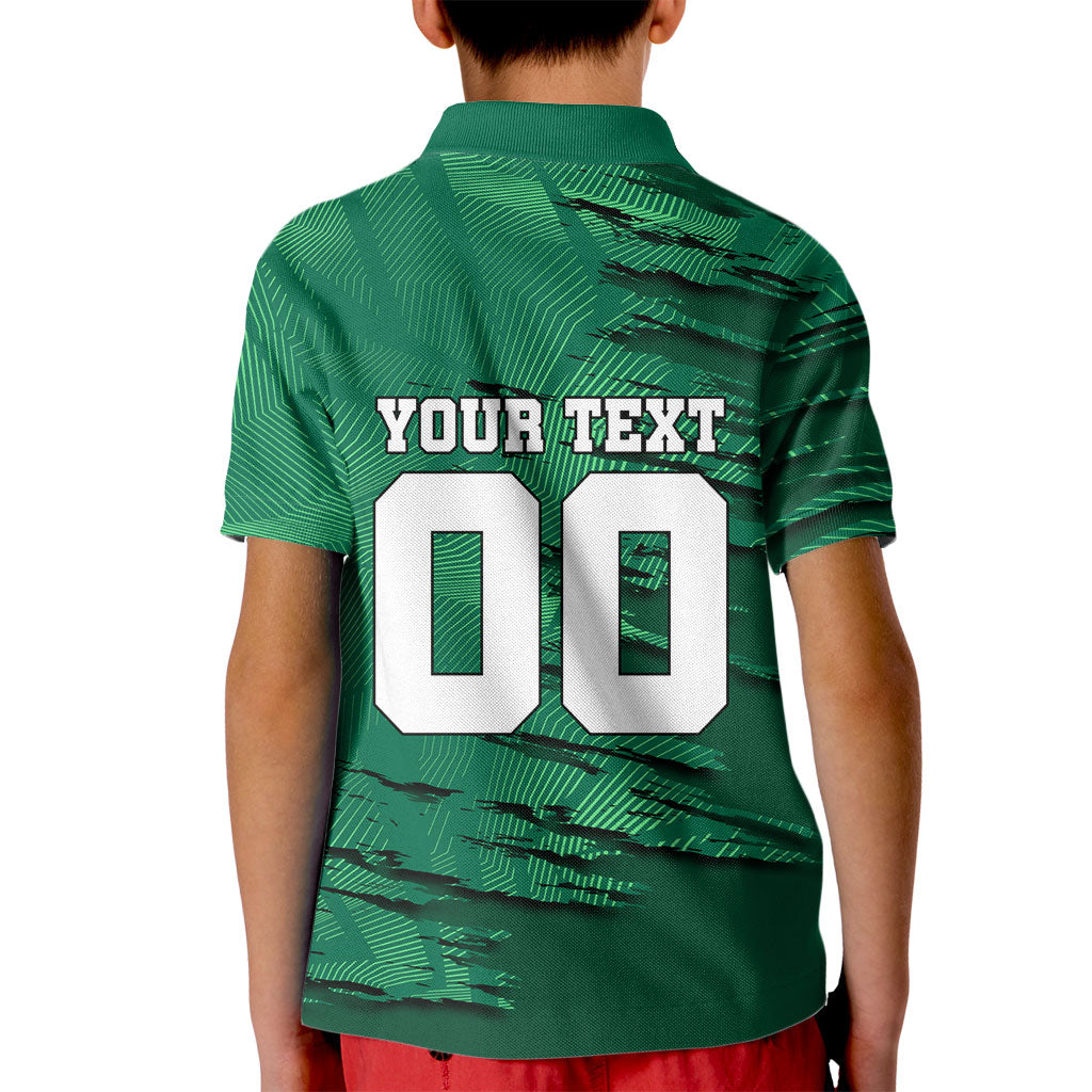 Personalized Mexico Football Kid Polo Shirt Jaguar Mascot Artistic Brush Stroke Texture