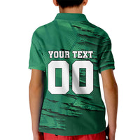 Personalized Mexico Football Kid Polo Shirt Jaguar Mascot Artistic Brush Stroke Texture