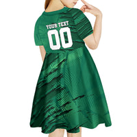 Personalized Mexico Football Kid Short Sleeve Dress Jaguar Mascot Artistic Brush Stroke Texture