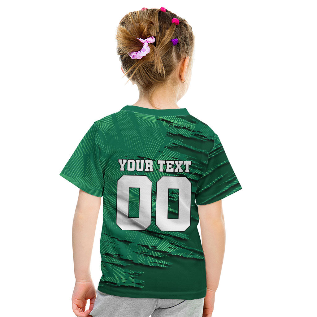 Personalized Mexico Football Kid T Shirt Jaguar Mascot Artistic Brush Stroke Texture