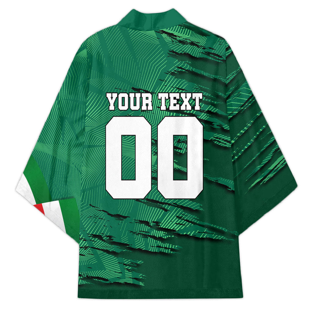 Personalized Mexico Football Kimono Jaguar Mascot Artistic Brush Stroke Texture
