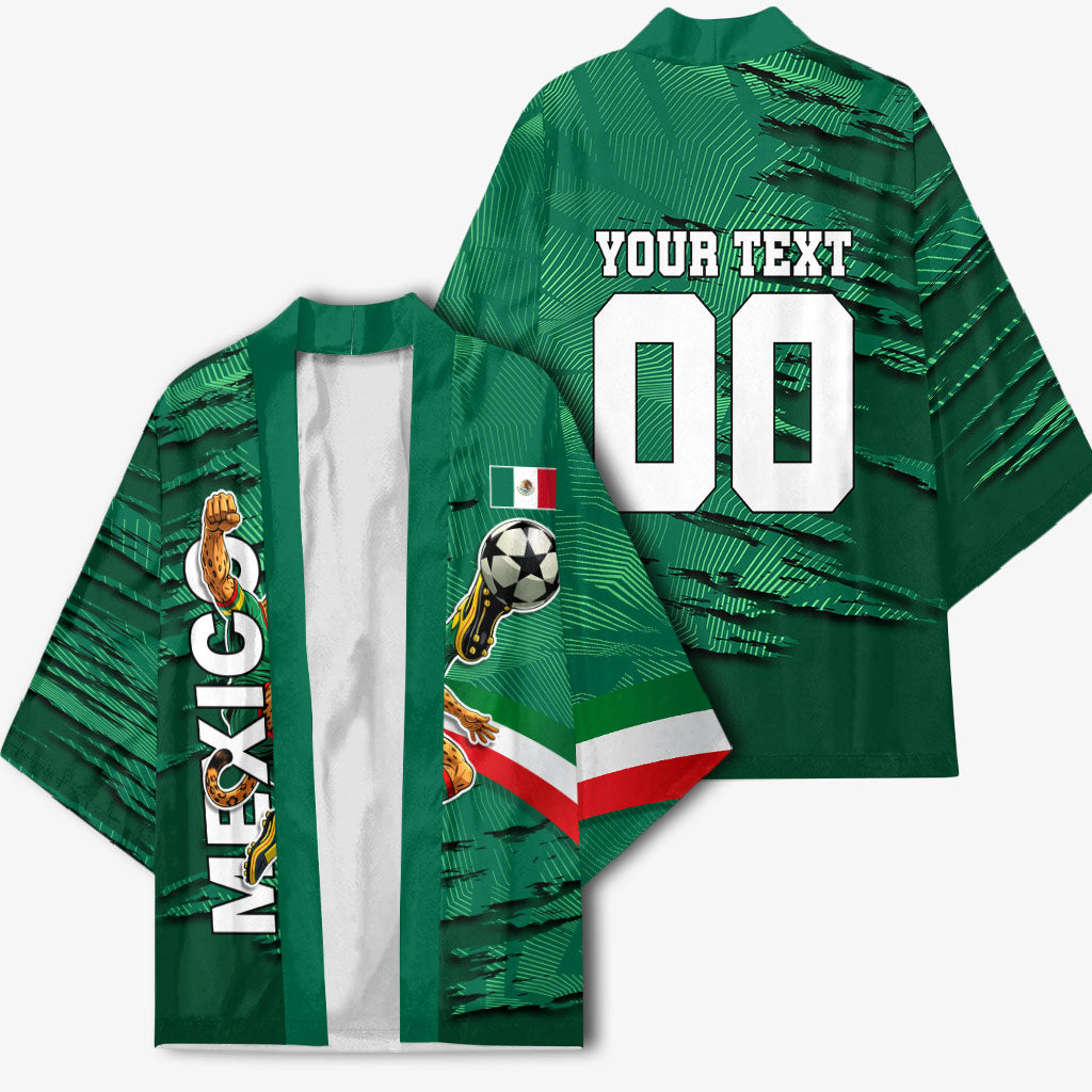 Personalized Mexico Football Kimono Jaguar Mascot Artistic Brush Stroke Texture