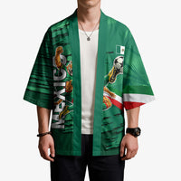 Personalized Mexico Football Kimono Jaguar Mascot Artistic Brush Stroke Texture
